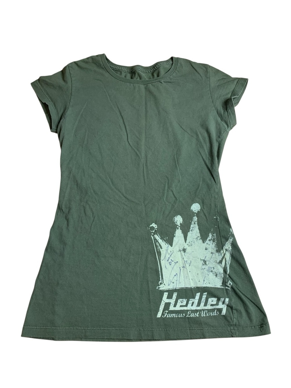 Hedley Band Tee Famous Last Words Olive Green Concert Tour Merch Shirt Small